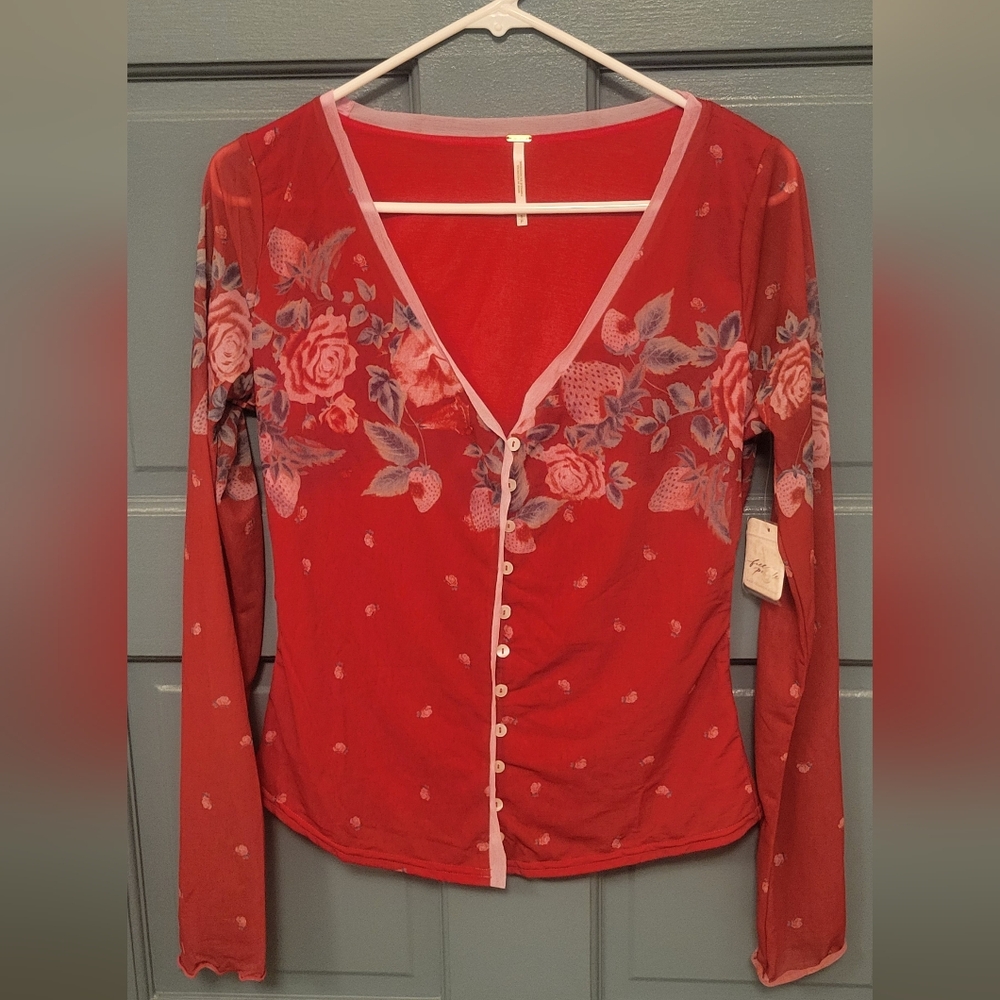 NWT Free People Home Grown Cardi Magenta Combo. Size Small.